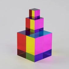 Sci Fi Inspired Color Mixing Cube Acrylic Light Refraction Desk Ornament