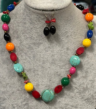 Multi Color Mix bead Necklace Earring set