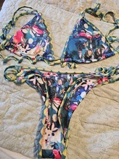 Leaf Bikini Set / Botanical Women Swim Size Small 