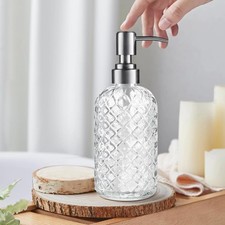 14oz Refillable Glass Soap Dispenser with Rust-Proof Stainless Steel Pump
