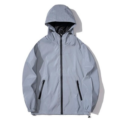 NEW SIZE Night Reflective Jackets Double Fabric Windbreaker Hooded Jacket Men
