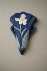 Roseville Iris Wall Pocket 1284-8 Blue Floral Ceramic Wall Vase 1940s