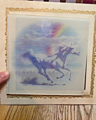 Unicorn Rainbow 6x6 Mirror Wall Decor Vintage Style Used Scrape