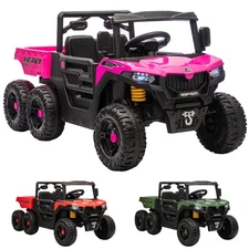 Qaba 24V 4WD Kids Ride On Car with 6 Wheels, 2 Seater and Dump Bed