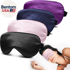 4 Pack Silk Sleep Mask - 100 Blackout, Zero Eye Pressure, Blindfold with Adjust