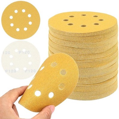 100PCS 5inch  Sanding Discs 8-Hole Hook Loop Sander Orbital Sandpaper 60 - 400
