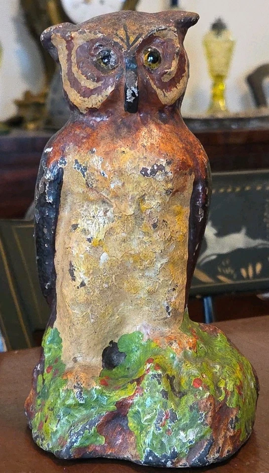 古董猫头鹰铸铁门挡国家铸造厂美国绘画 — 第 2/4 张图片