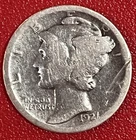 1921 Mercury Dime. 90% Silver. Key Date. Low Mintage. Free Shipping!