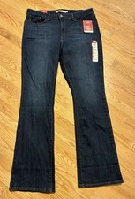 Levi Strauss Signature Women Bootcut Jeans 18L Dark Wash Mid Rise Stretch Pants