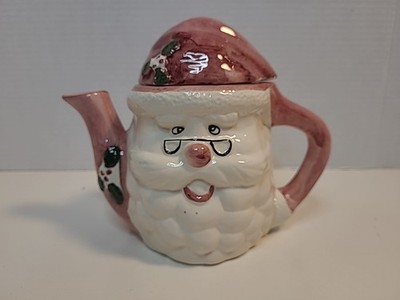 Holiday Santa Tea Pot Vintage In Box World Bazaars Inc Ceramic Christmas Novelty
