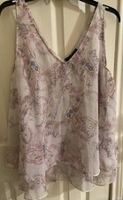 Camicetta donna Lane Bryant senza maniche rosa trasparente floreale scollo davanti/posteriore taglia 20