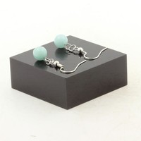 Ohrringe 1 Perle Amazonit 8 Mm Stahl Inoxydable. Made In Fran