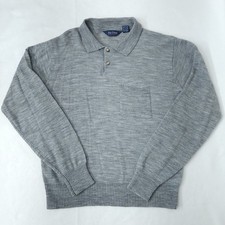 Vintage 80s Par Four Sportswear Casual Mens L Marled Gray Collared Polo Sweater