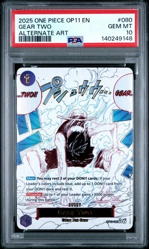 2025 ONE PIECE OP11-A FIST OF DIVINE SPEED ALTERNATE ART #080 GEAR TWO PSA 10