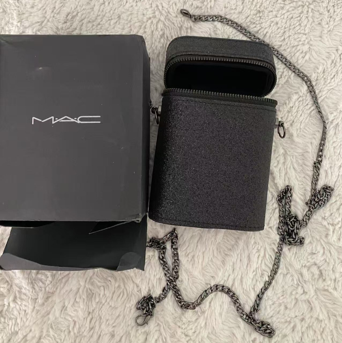 MAC cosmetics Black Crossbody Pouch Bag Lipstick Case-image
