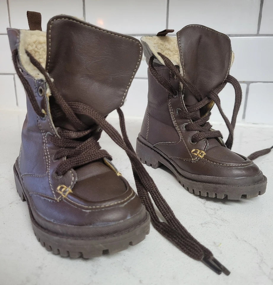 GAP Botas Marrón Imitación Cuero Sherpa Forradas Niño Pequeño 7 Con Cordones Plegables Sobre el Tobillo  Foto 4 de 4
