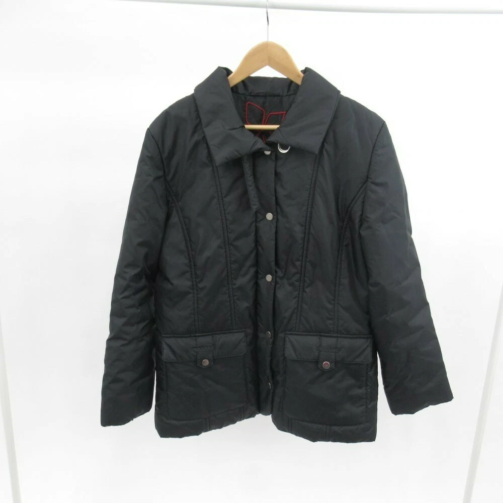 Steilmann Black Coat 12 Short Padded German Collared Waterproof Vintage Jacket