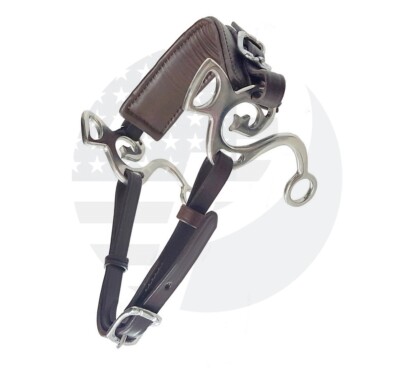 Hackamore Bitless Horse Bit English Western Adjustable Brown Leather
