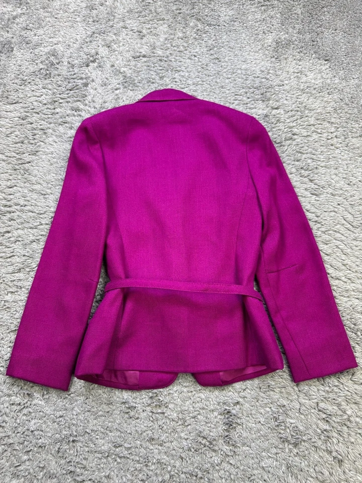 Vtg MJ Concepts In Sportswear Blazer Women 7 Fuchsia Pink Belted Career Jacket - Image 2 of 4