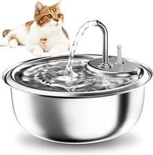 Cat Pet Automatic Water Fountain,3.4L/115OZ Stainless Steel Pet Water Dispenser