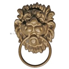 Battente Portello Antico Testa di Leone Ferro Campanello a Tirante 16cm