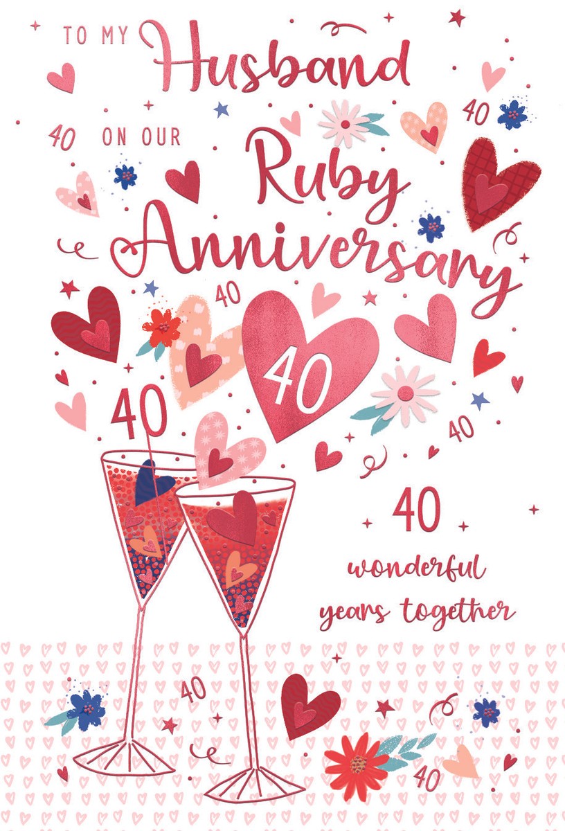 For My Husband on our Ruby 40th Wedding Anniversary Card icg UK