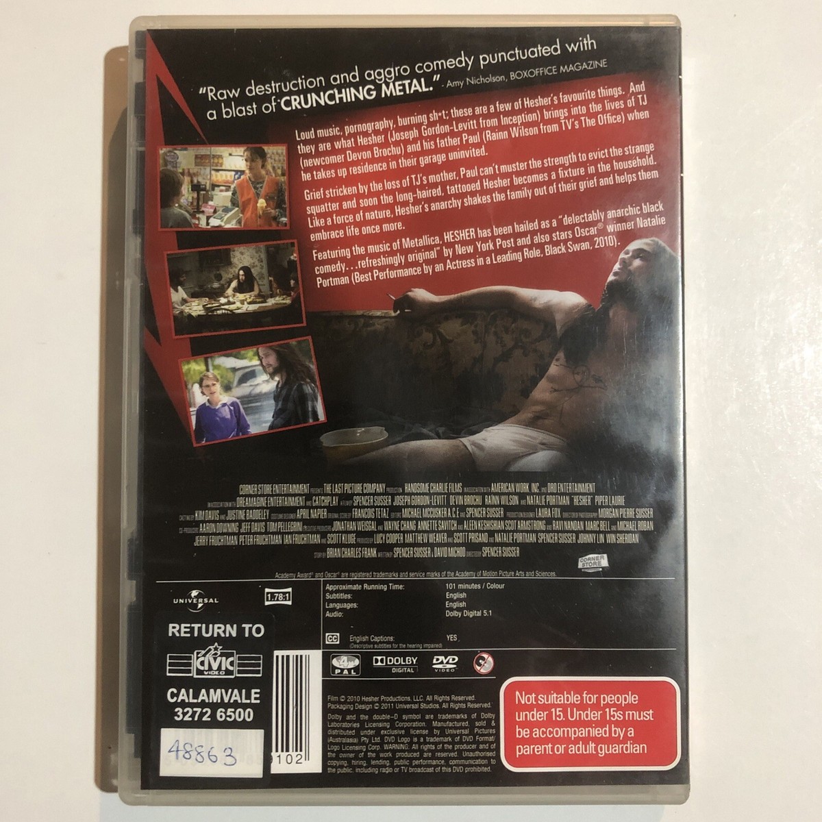 HESHER DVD Indie Comedy Joseph Gordon Levitt, Rainn Wilson