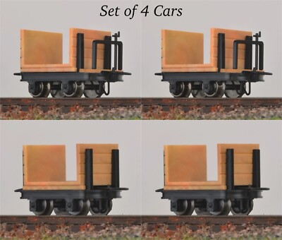 HOn30/HOe MinitrainS 3114 4-Pulpwood Flat Car Set 2 With 2 w/o