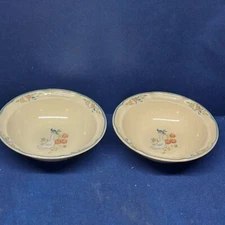 Vintage 1986 International Tableworks Stoneware, "Marmalade" Set/2 Cereal Bowls 