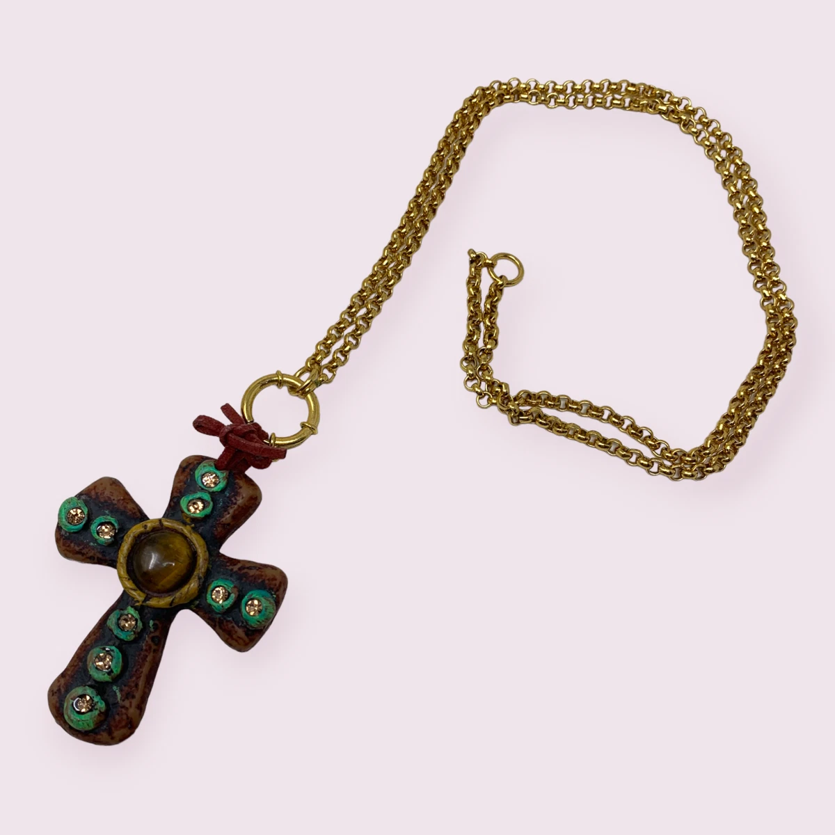 Vintage chunky cross necklace clearance