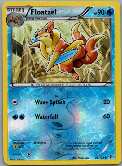 Pokemon - Floatzel - 33/124  - Dragons Exalted - Reverse Holo -  NM/M