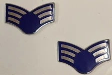 USAF SENIOR AIRMAN SRA METAL CHEVRON RANK COLLAR BADGE INSIGNIA -OBSOLETE-1 PAIR