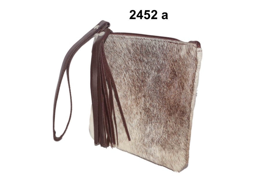 New Cowhide Rug Leather Wristlet Clutch Wallet Double Side Clutch Bag 8