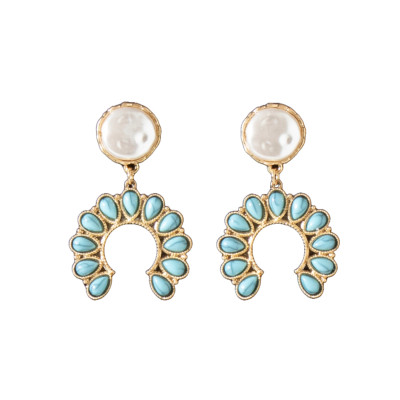 Blazin Roxx Ladies Semi Circle Pearl Earrings 3054433