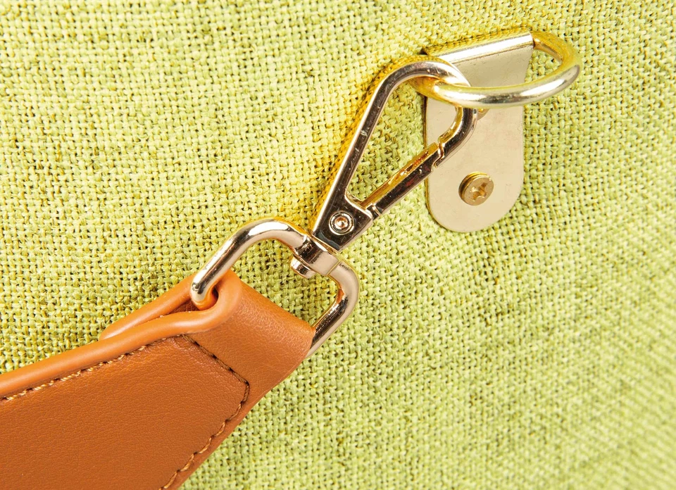 Polsterhocker DILIA mit Stauraum Stoffbezug in Grün und Trageband - Bild 4 von 4