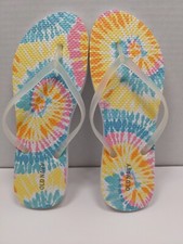 NEW Old Navy Classic Flip Flops Women Sz 8 Multi Color Tie Dye Yellow Blue NWOT