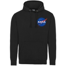 NASA Hoodie with Front and Back Logo in White, Grey, Black or Navy