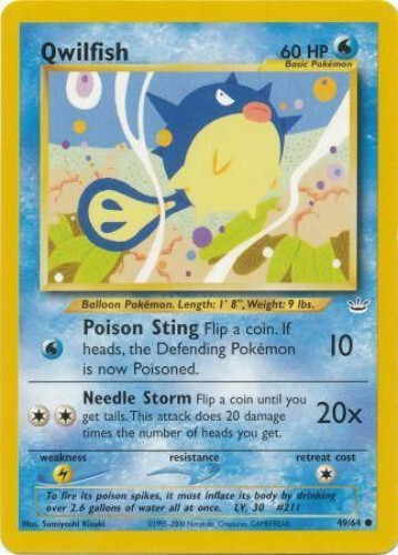 Pokemon Card - Neo Revelation 49/64 - QWILFISH (common) - NM