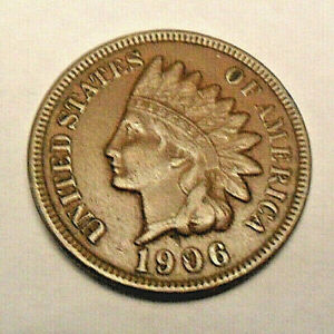 1906 1c Indian Head Cent Penny US Coin XF EF Extremely Fine