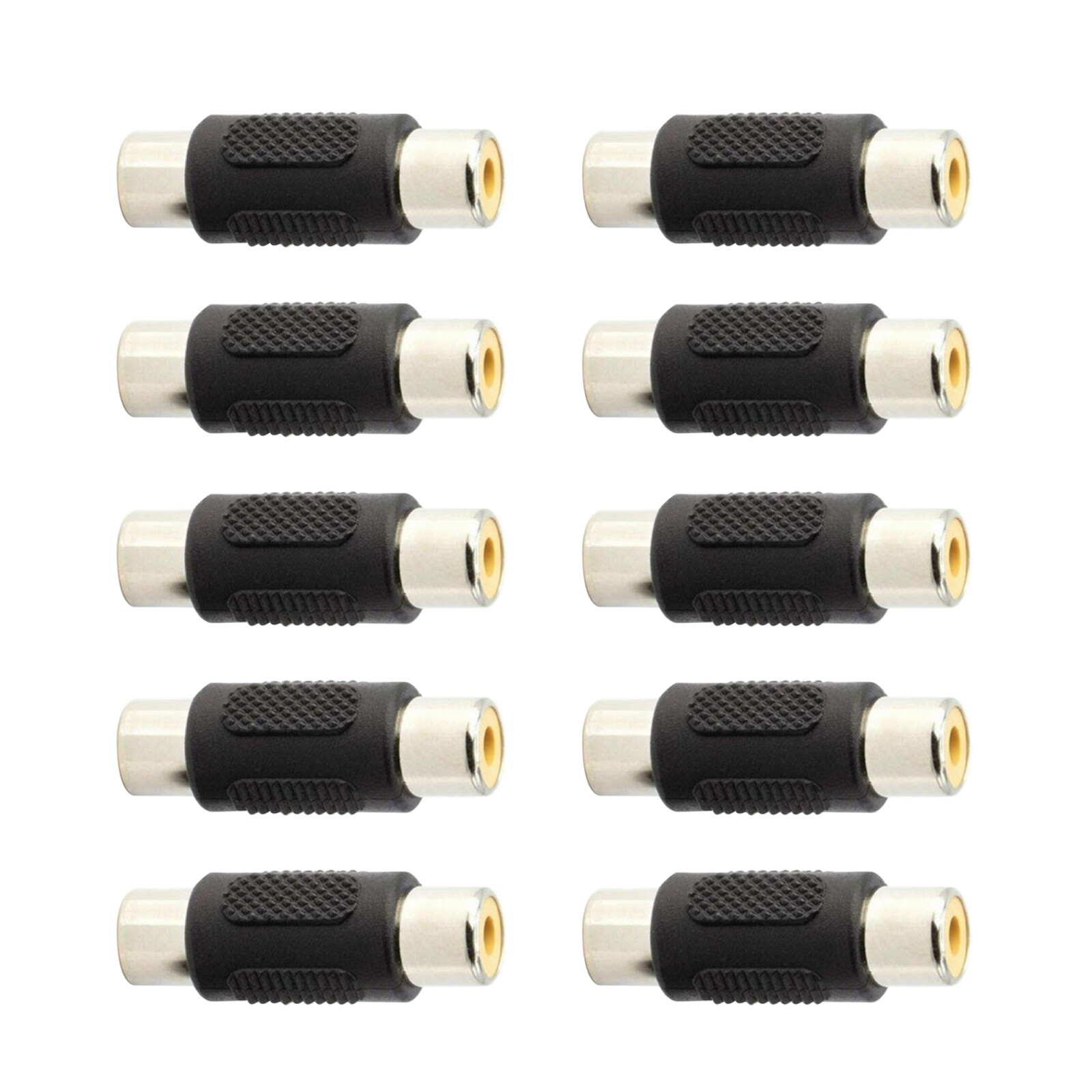 10Pcs RCA Female to Female Jack Plug Coupler Connector Adapter Socket Kit