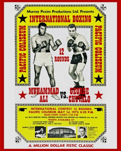 Muhammad Ali - George Chuvalo - Affiche de combat d'art mural, photo 8x10 - Photo 1/1