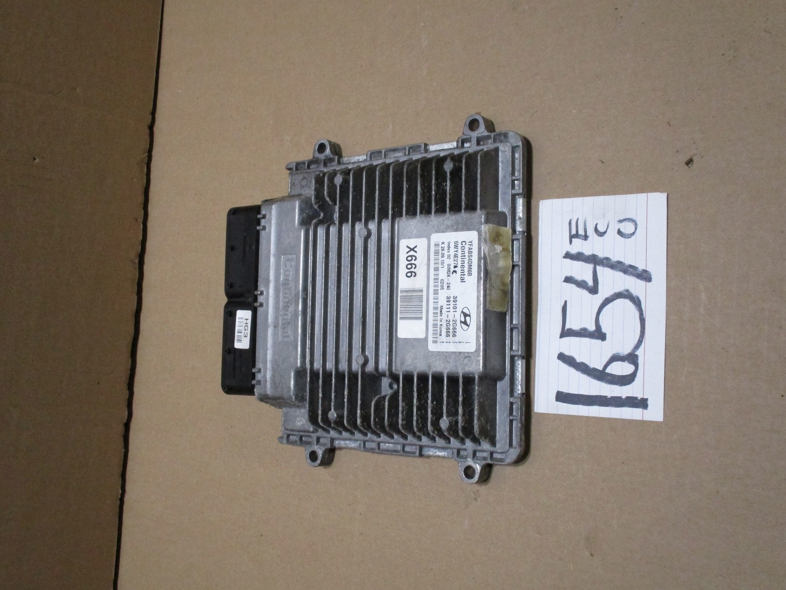 2012 Hyundai Sonata #1654 Engine Computer ECM ECU 39101-2G666