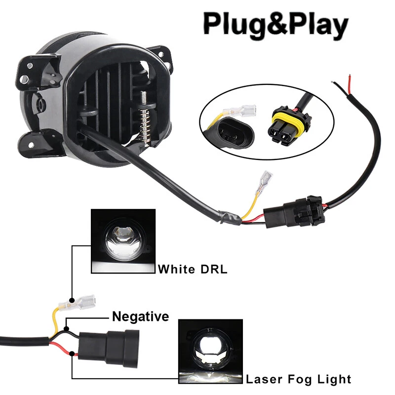 Pair 4 Inch LED Front Bumper Driving Lamps Laser Fog Lights For Jeep Wrangler JK - Imagem 4 de 4