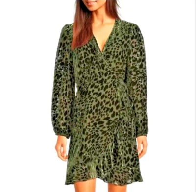 NWT Alex Marie Velvet Burnout Animal Print L/S Ruffle Wrap Dress 4 MSRP  $168 | eBay