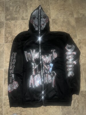 Deadstock Jigsaw Rhinestone Accented Hoodie 2XL | eBay