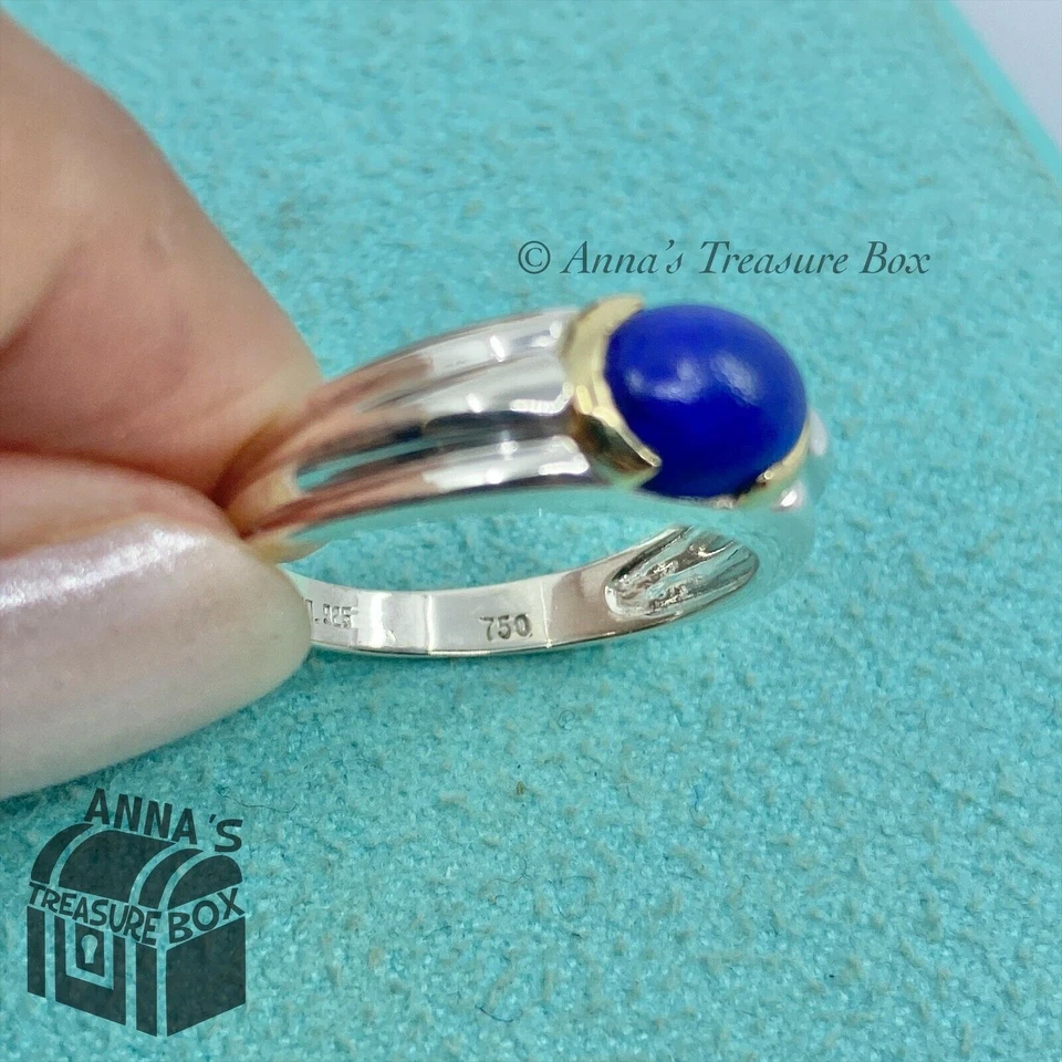 Anillo Cabujón Tiffany & Co. Plata 925 Oro 18K Lapislázuli Talla 7,5 (bolsa) Foto 4 de 4