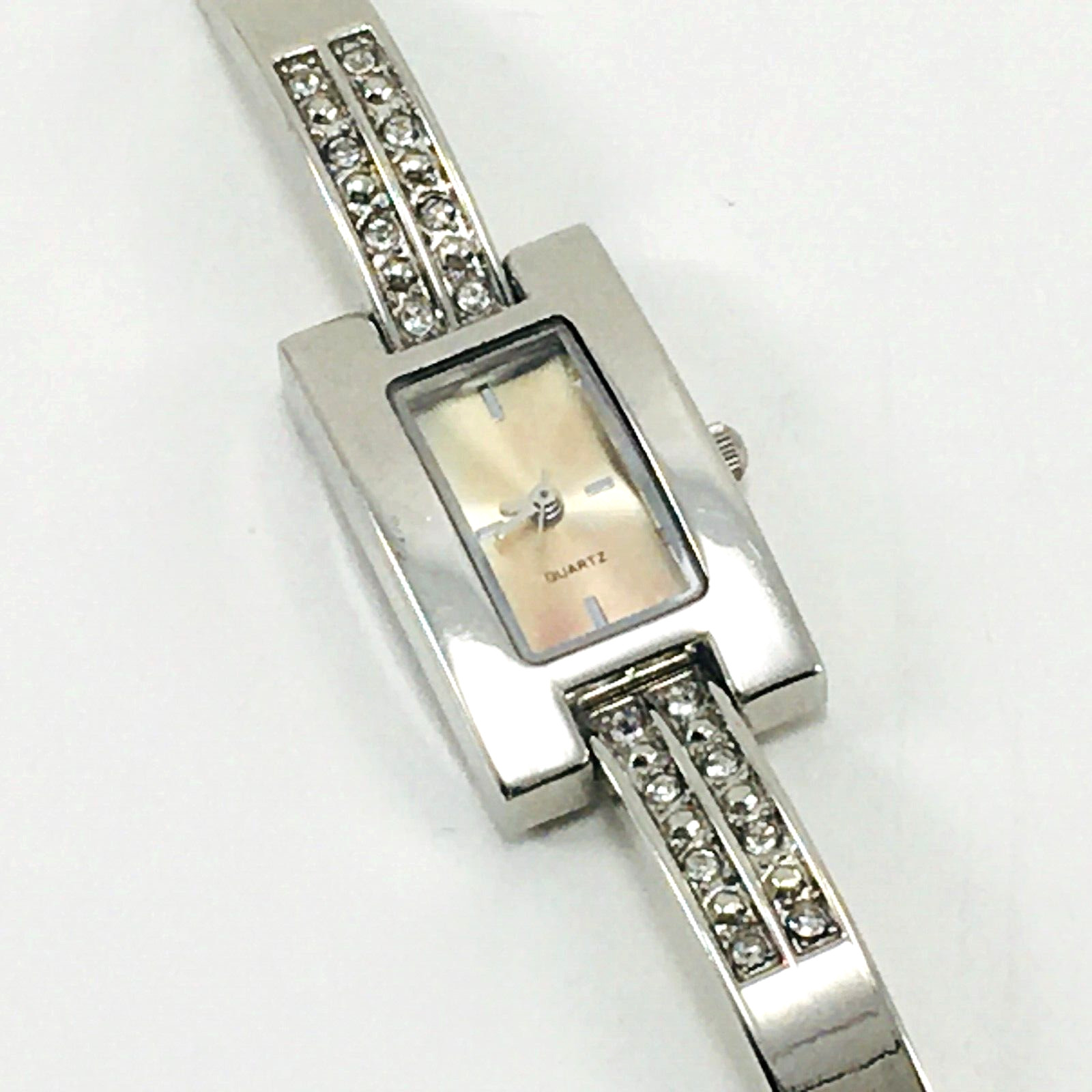 Watch Quartz Silver Tone Rectangular Faced with W… - image 1