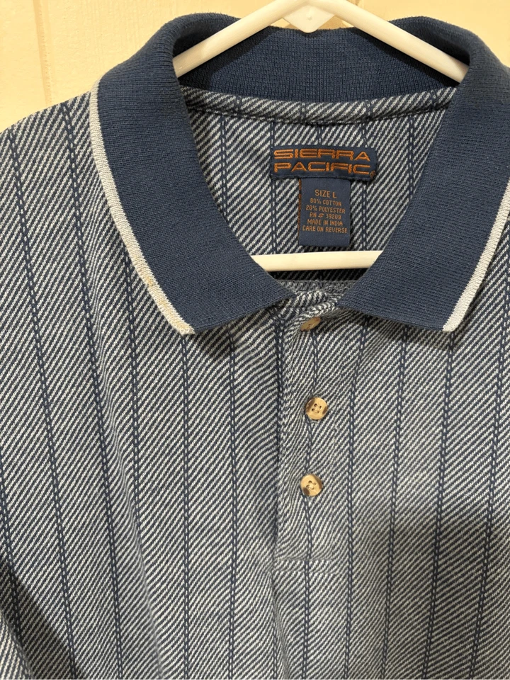 Men’s Polo Shirt, Sierra Pacific Men’s Golf Shirt, size L, Blue, good condition - Image 2 of 4
