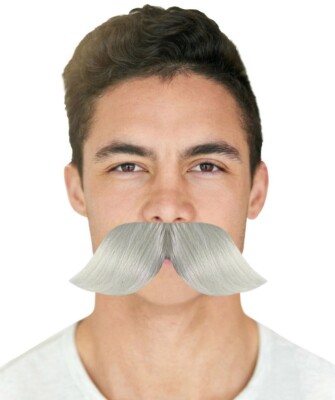 Mens Moustaches, White, M-1089