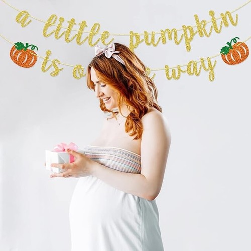 A Little Pumpkin Is On The Way Baby Shower Fall Banner Gender Reveal Party Decor - Picture 4 of 6